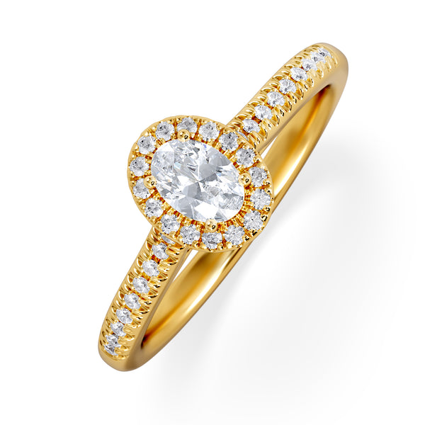 Lumia Oval Cut Lab Diamond Halo Ring 0.50ct F/VS in 18K Gold Vermeil